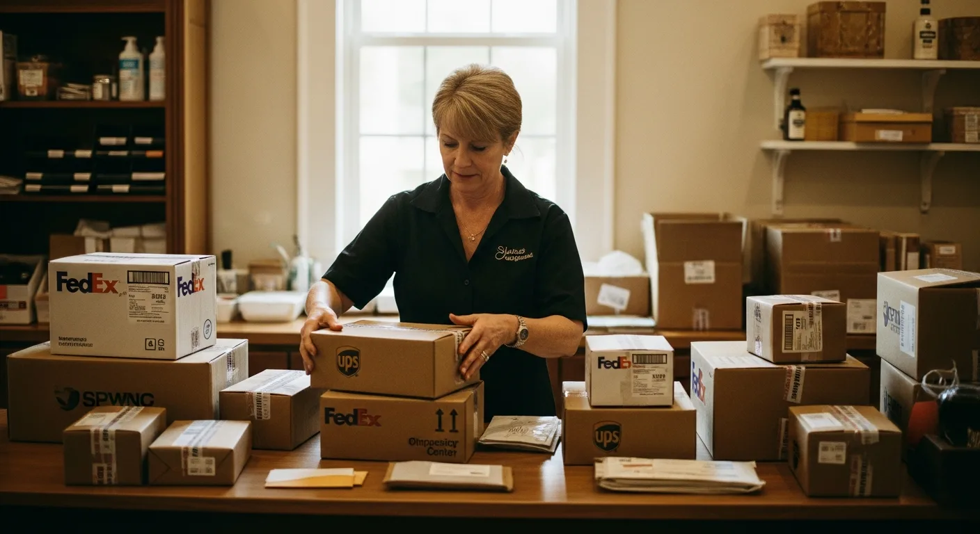 Packages being prepared for shipping